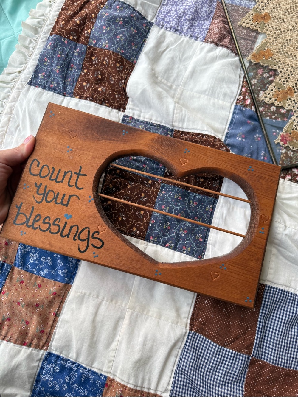 Count Your Blessings Wooden Wall Decor - Heart Cutout